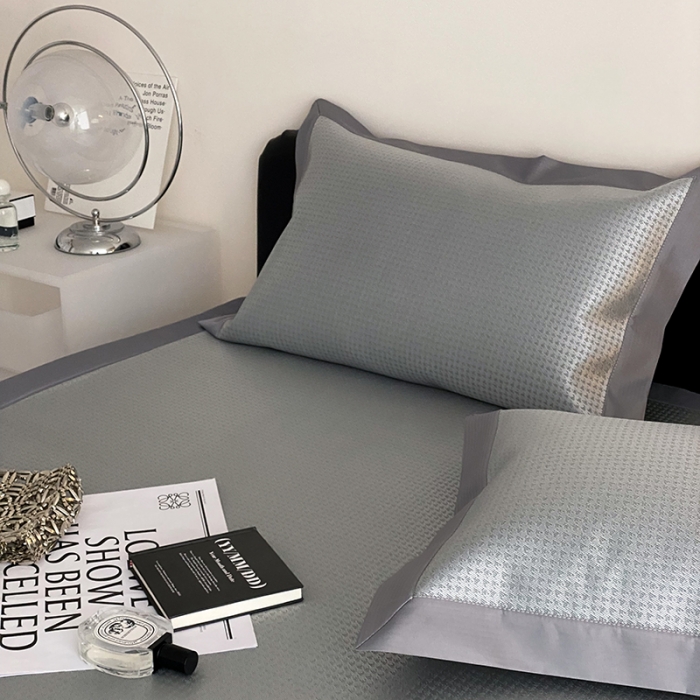 91家纺网 家纺一手货源 找家纺 昔可 2022新款900D水洗提花养生凉席 小千鸟格-灰