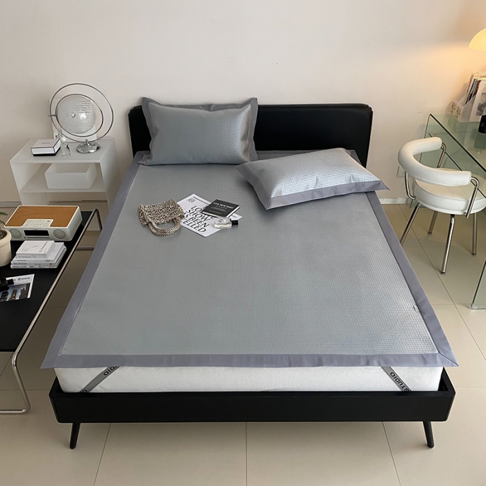 91家纺网 家纺一手货源 找家纺 昔可 2022新款900D水洗提花养生凉席 小千鸟格-灰