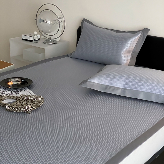 91家纺网 家纺一手货源 找家纺 昔可 2022新款900D水洗提花养生凉席 小千鸟格-紫