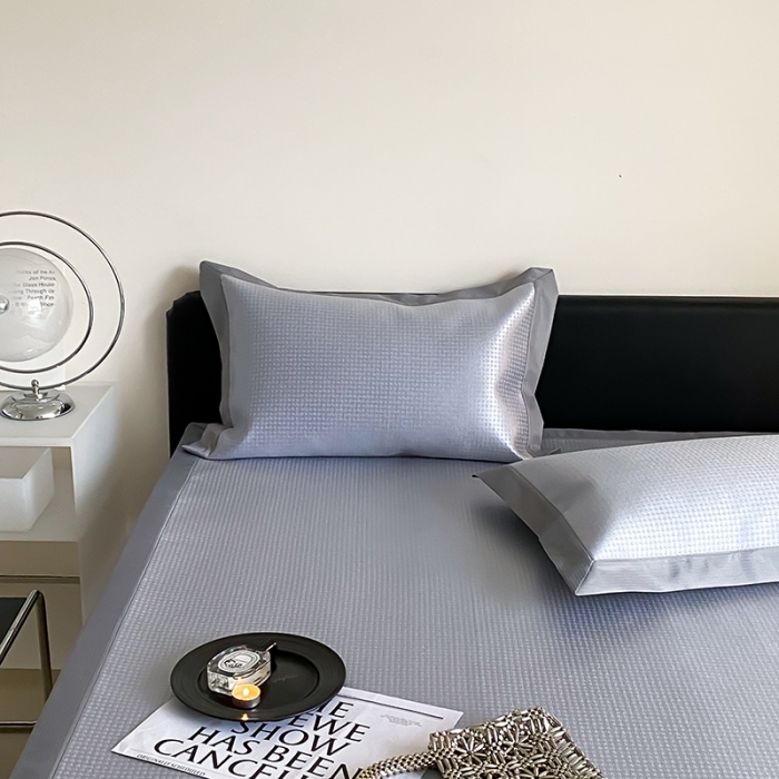 91家纺网 家纺一手货源 找家纺 昔可 2022新款900D水洗提花养生凉席 小千鸟格-紫