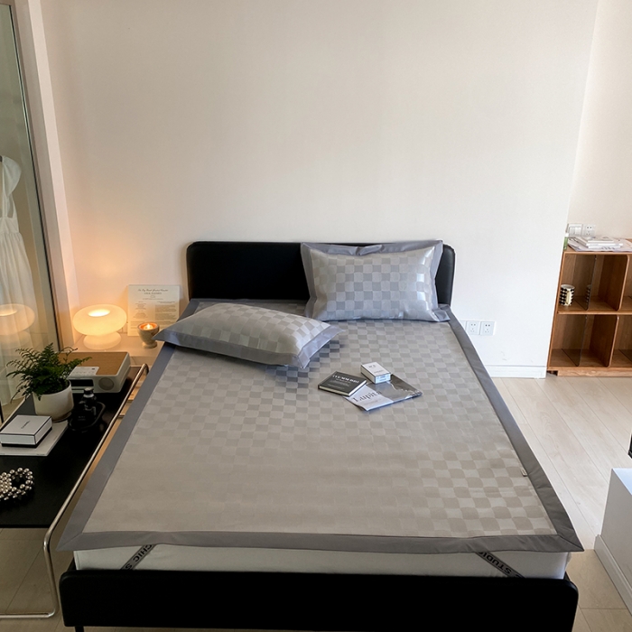 91家纺网 家纺一手货源 找家纺 昔可 2022新款900D水洗提花养生凉席 异形格-灰