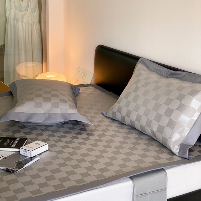 91家纺网 家纺一手货源 找家纺 昔可 2022新款900D水洗提花养生凉席 异形格-灰