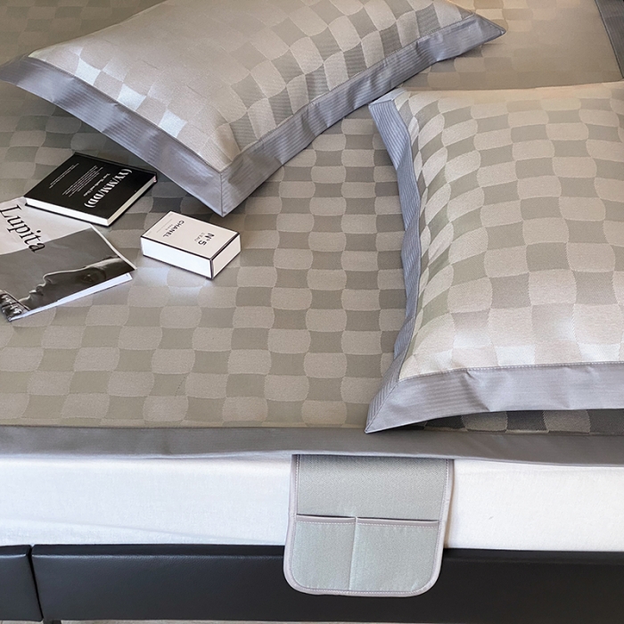 91家纺网 家纺一手货源 找家纺 昔可 2022新款900D水洗提花养生凉席 异形格-灰