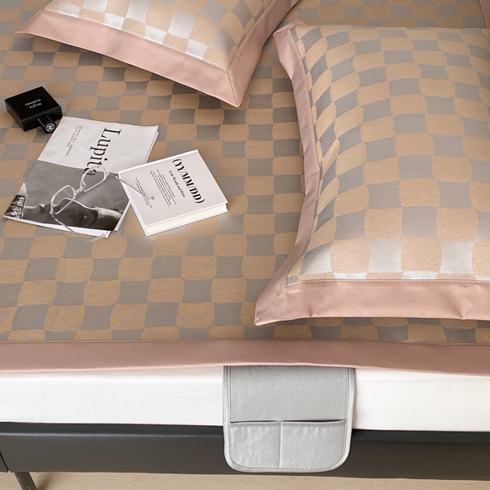 91家纺网 家纺一手货源 找家纺 昔可 2022新款900D水洗提花养生凉席 异形格-咖