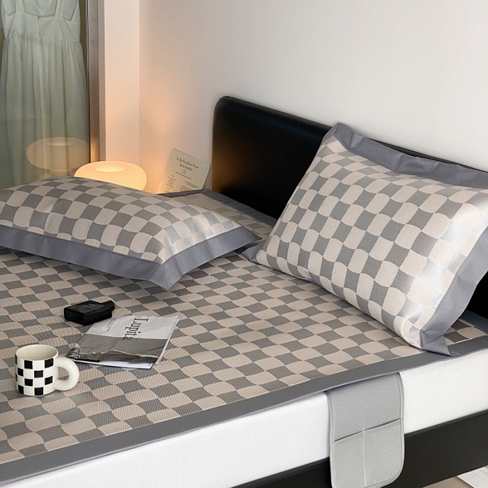 91家纺网 家纺一手货源 找家纺 昔可 2022新款900D水洗提花养生凉席 异形格-浅粉