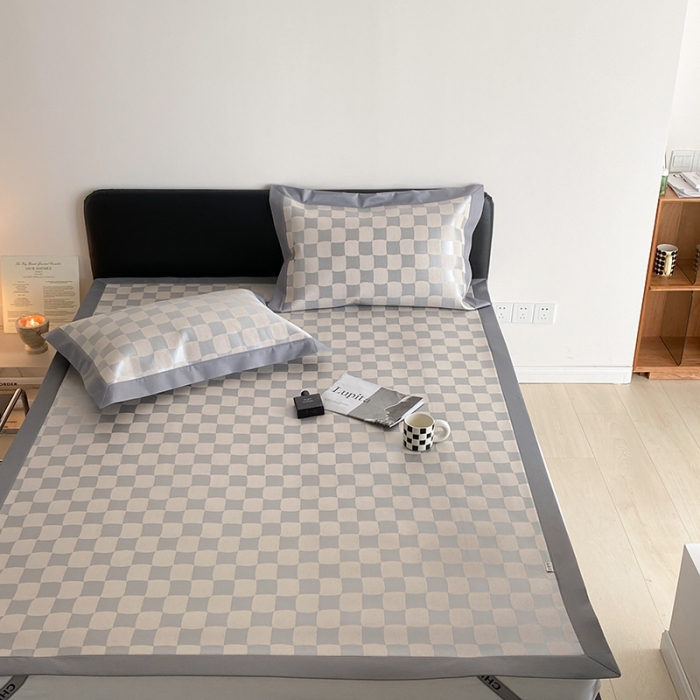 91家纺网 家纺一手货源 找家纺 昔可 2022新款900D水洗提花养生凉席 异形格-浅粉