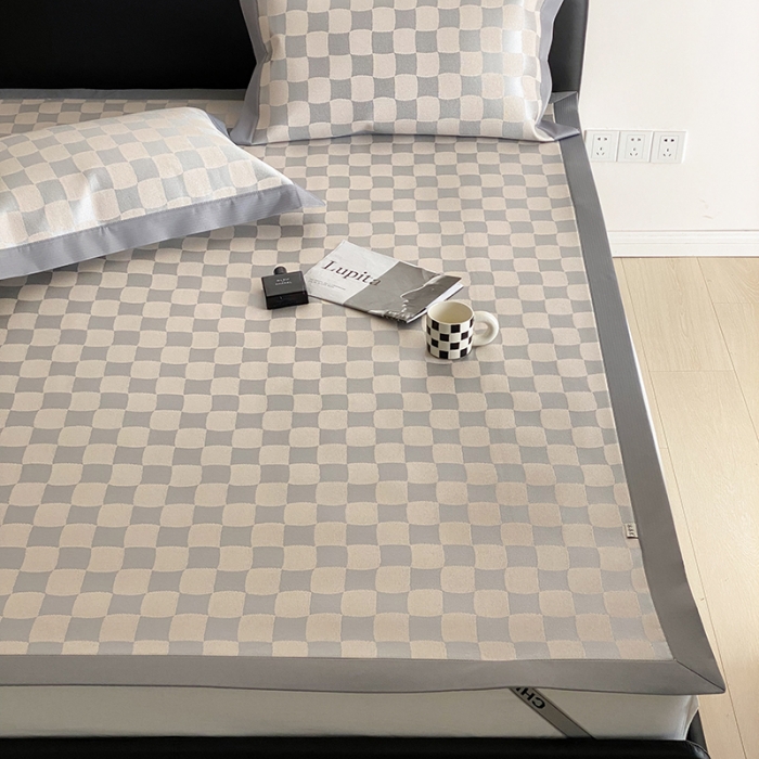 91家纺网 家纺一手货源 找家纺 昔可 2022新款900D水洗提花养生凉席 异形格-浅粉