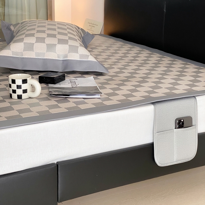 91家纺网 家纺一手货源 找家纺 昔可 2022新款900D水洗提花养生凉席 异形格-浅粉