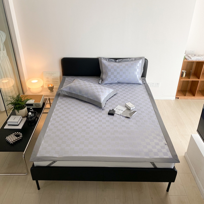 91家纺网 家纺一手货源 找家纺 昔可 2022新款900D水洗提花养生凉席 异形格-紫