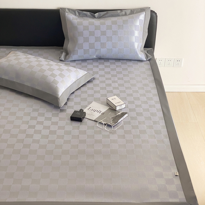 91家纺网 家纺一手货源 找家纺 昔可 2022新款900D水洗提花养生凉席 异形格-紫