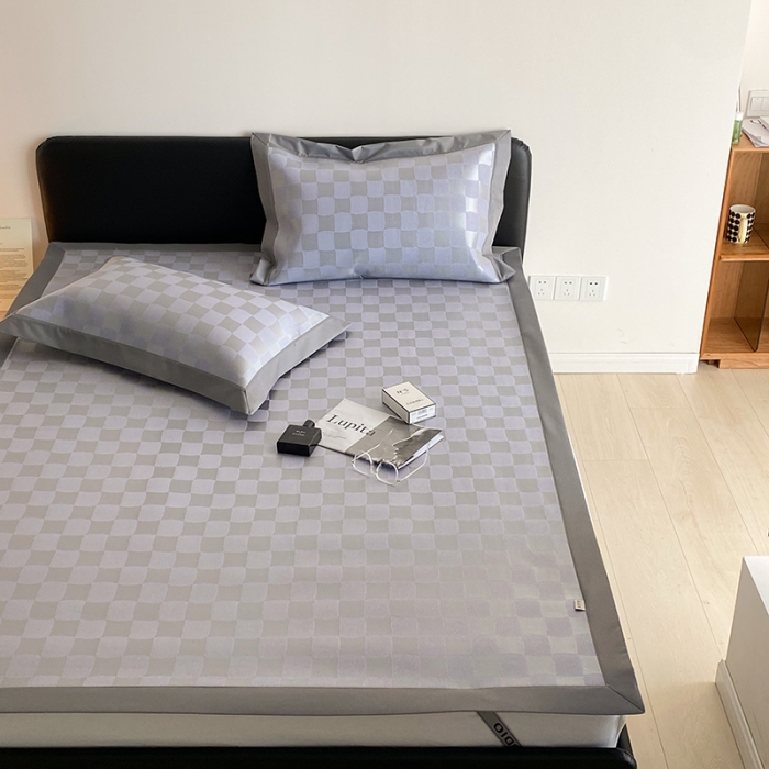 91家纺网 家纺一手货源 找家纺 昔可 2022新款900D水洗提花养生凉席 异形格-紫