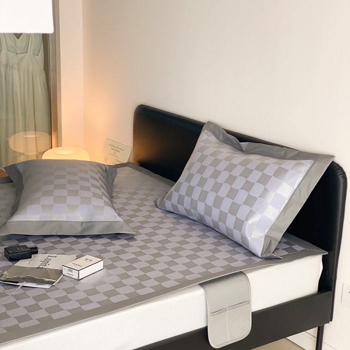 91家纺网 家纺一手货源 找家纺 昔可 2022新款900D水洗提花养生凉席 异形格-紫