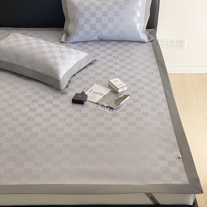 91家纺网 家纺一手货源 找家纺 昔可 2022新款900D水洗提花养生凉席 异形格-紫