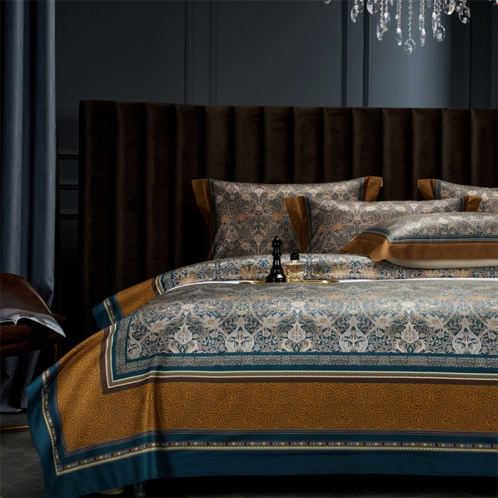 91家纺网 家纺一手货源 找家纺 缔缦家纺 2022新款长绒棉数码印花四件套 菲欧娜