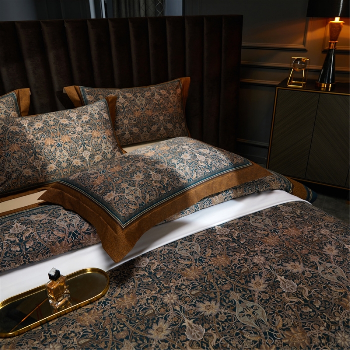 91家纺网 家纺一手货源 找家纺 缔缦家纺 2022新款长绒棉数码印花四件套 菲欧娜