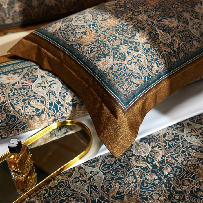 91家纺网 家纺一手货源 找家纺 缔缦家纺 2022新款长绒棉数码印花四件套 菲欧娜