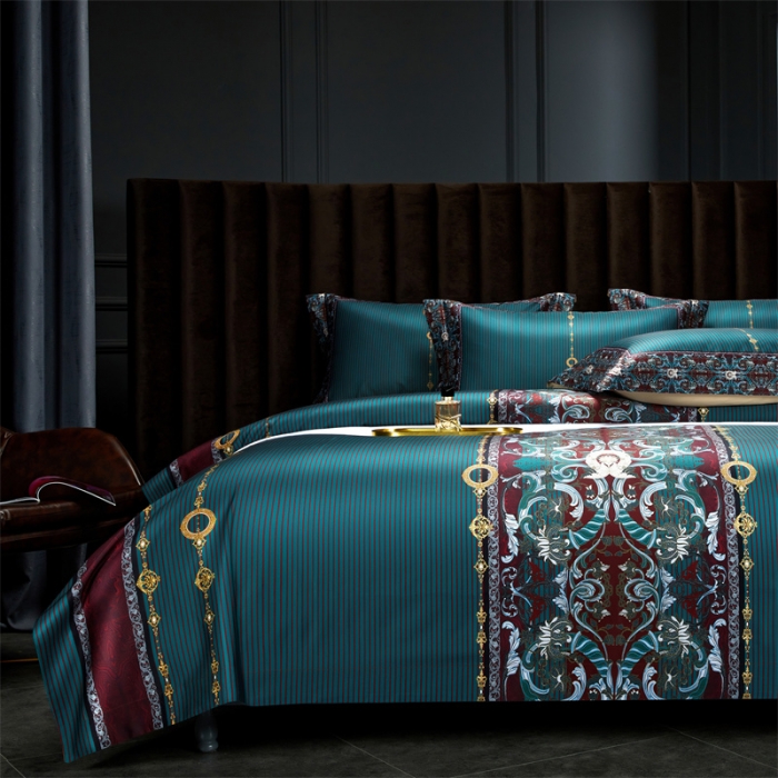 91家纺网 家纺一手货源 找家纺 缔缦家纺 2022新款长绒棉数码印花四件套 瑰丽