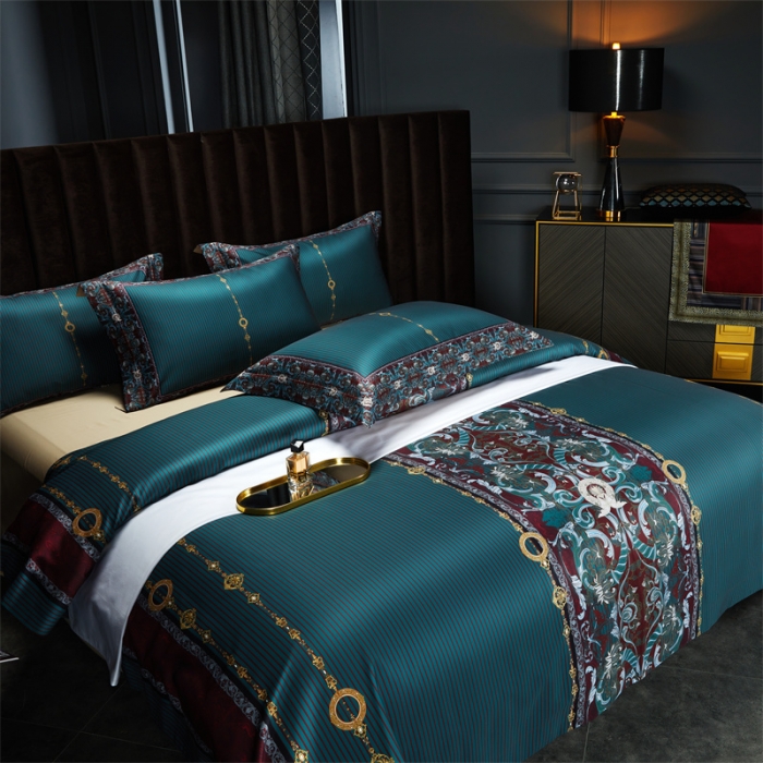 91家纺网 家纺一手货源 找家纺 缔缦家纺 2022新款长绒棉数码印花四件套 瑰丽