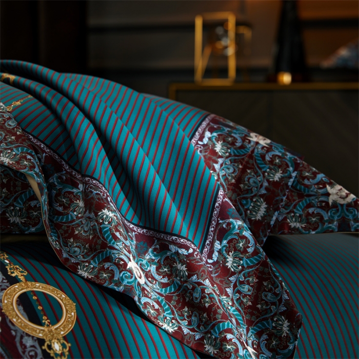 91家纺网 家纺一手货源 找家纺 缔缦家纺 2022新款长绒棉数码印花四件套 瑰丽