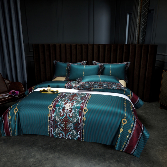 91家纺网 家纺一手货源 找家纺 缔缦家纺 2022新款长绒棉数码印花四件套 瑰丽