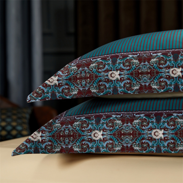 91家纺网 家纺一手货源 找家纺 缔缦家纺 2022新款长绒棉数码印花四件套 瑰丽