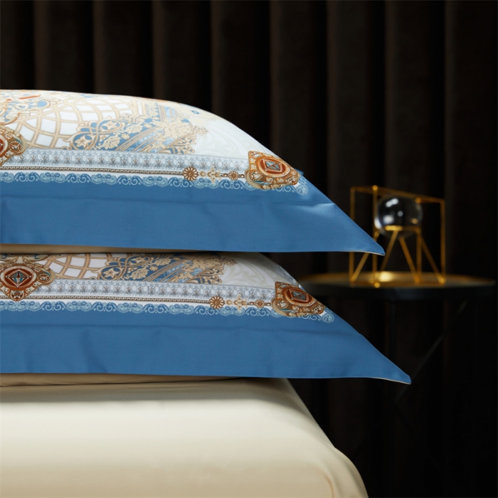 91家纺网 家纺一手货源 找家纺 缔缦家纺 2022新款长绒棉数码印花四件套 塞纳花园