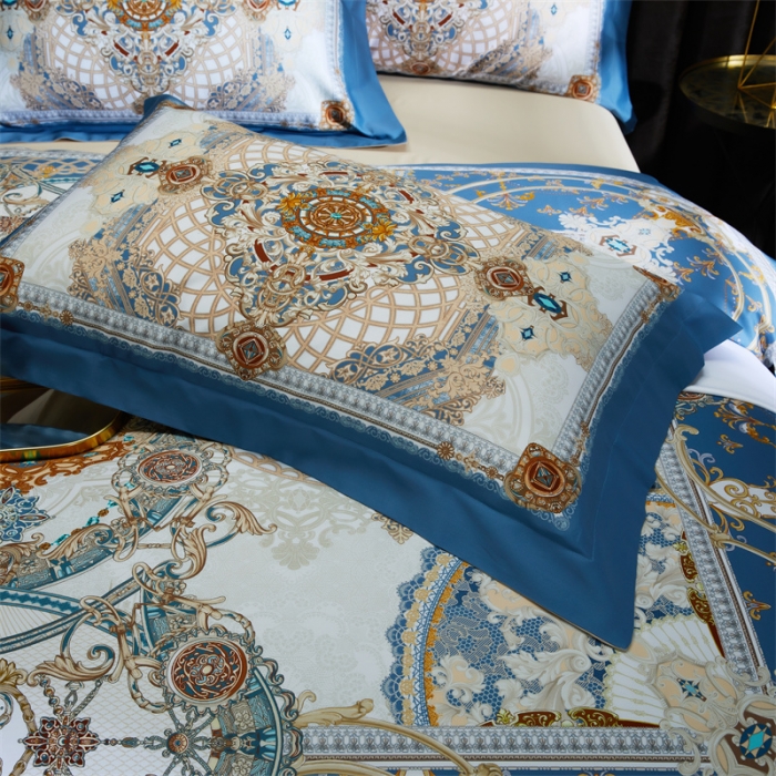 91家纺网 家纺一手货源 找家纺 缔缦家纺 2022新款长绒棉数码印花四件套 塞纳花园