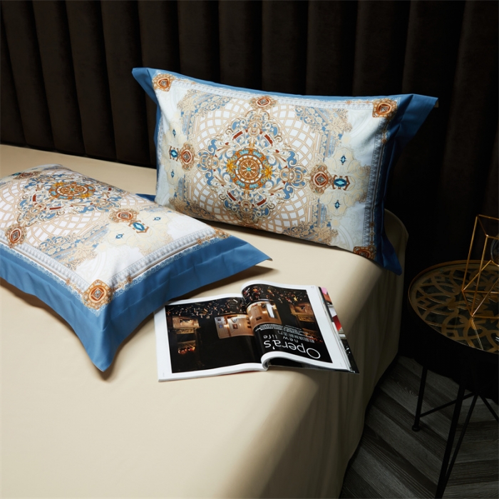 91家纺网 家纺一手货源 找家纺 缔缦家纺 2022新款长绒棉数码印花四件套 塞纳花园