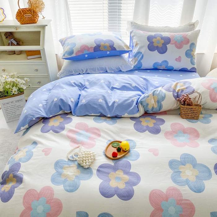 91家纺网 家纺一手货源 找家纺 优彩 2022新款全棉13372油画风系列四件套 春天花花