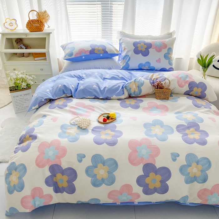 91家纺网 家纺一手货源 找家纺 优彩 2022新款全棉13372油画风系列四件套 春天花花