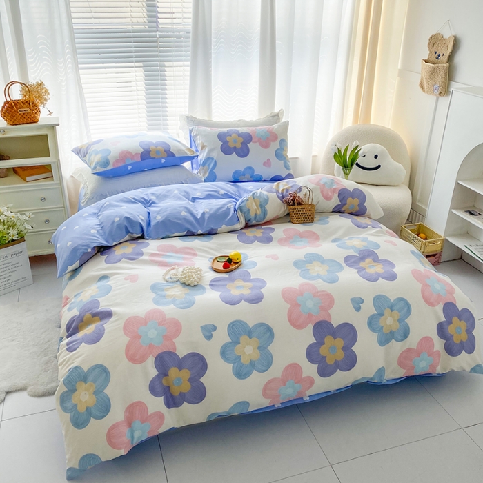 91家纺网 家纺一手货源 找家纺 优彩 2022新款全棉13372油画风系列四件套 春天花花