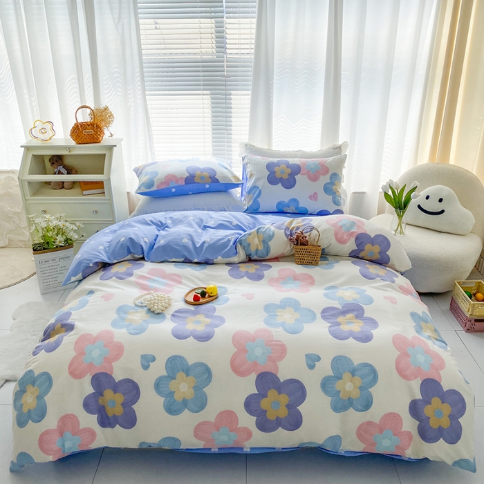 91家纺网 家纺一手货源 找家纺 优彩 2022新款全棉13372油画风系列四件套 春天花花