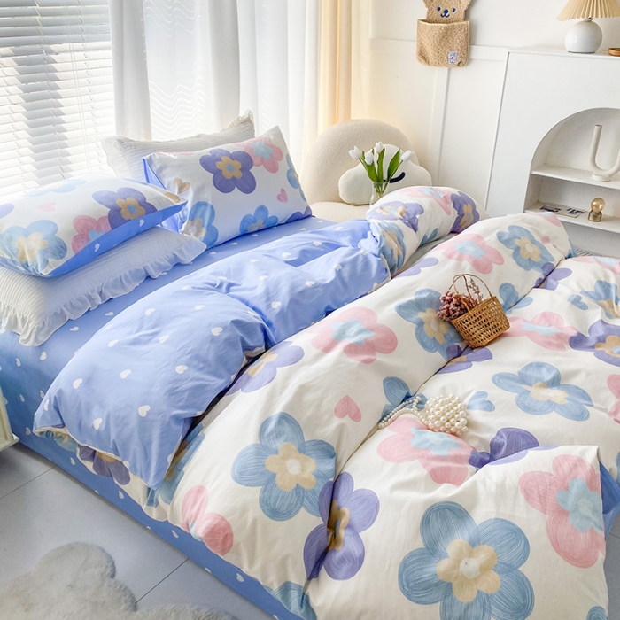 91家纺网 家纺一手货源 找家纺 优彩 2022新款全棉13372油画风系列四件套 春天花花