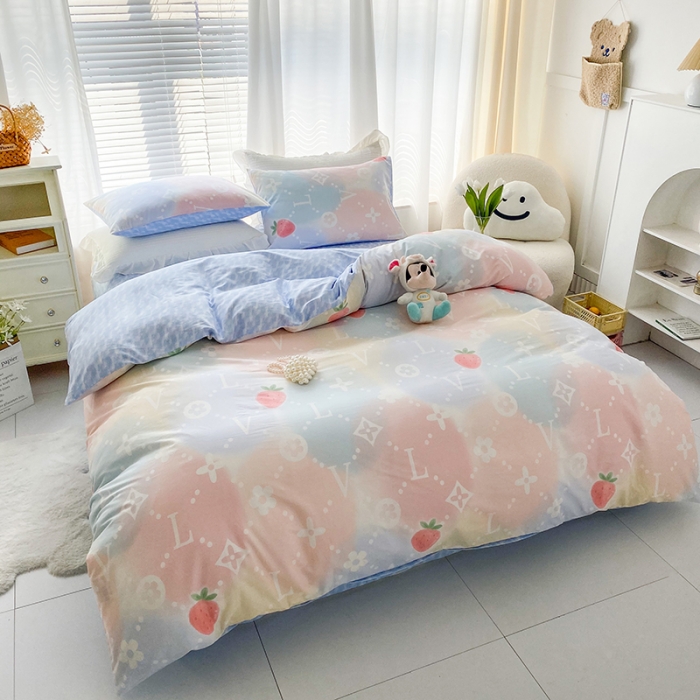 91家纺网 家纺一手货源 找家纺 优彩 2022新款全棉13372油画风系列四件套 恋爱旋律