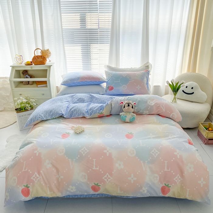 91家纺网 家纺一手货源 找家纺 优彩 2022新款全棉13372油画风系列四件套 恋爱旋律