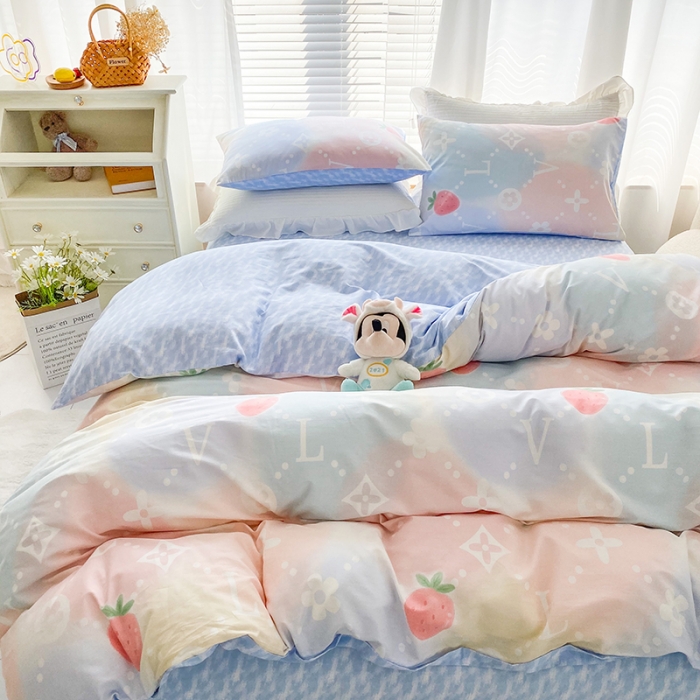 91家纺网 家纺一手货源 找家纺 优彩 2022新款全棉13372油画风系列四件套 恋爱旋律