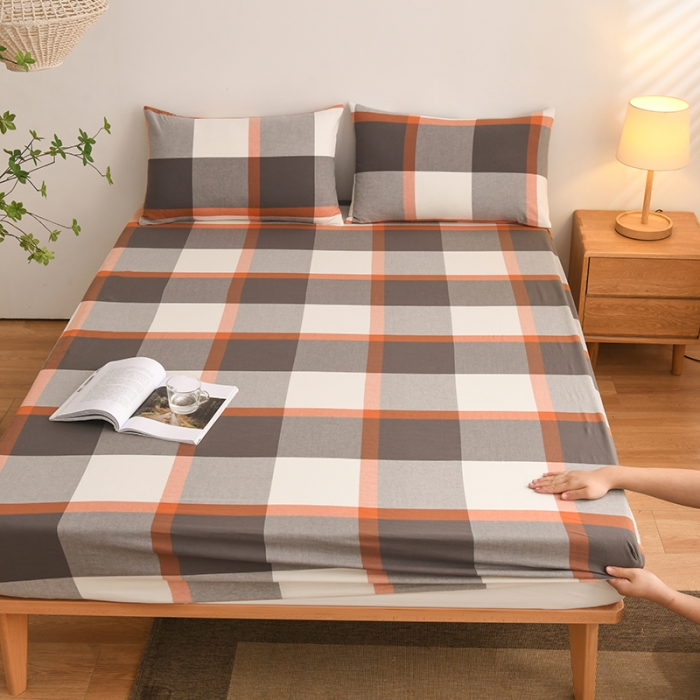 91家纺网 家纺一手货源 找家纺 雪云美 2024新款A类色织纯棉水洗棉100%新疆棉全棉床笠 柏林灰