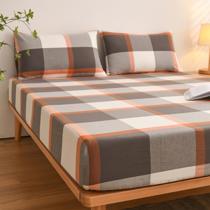 91家纺网 家纺一手货源 找家纺 雪云美 2024新款A类色织纯棉水洗棉100%新疆棉全棉床笠 柏林灰