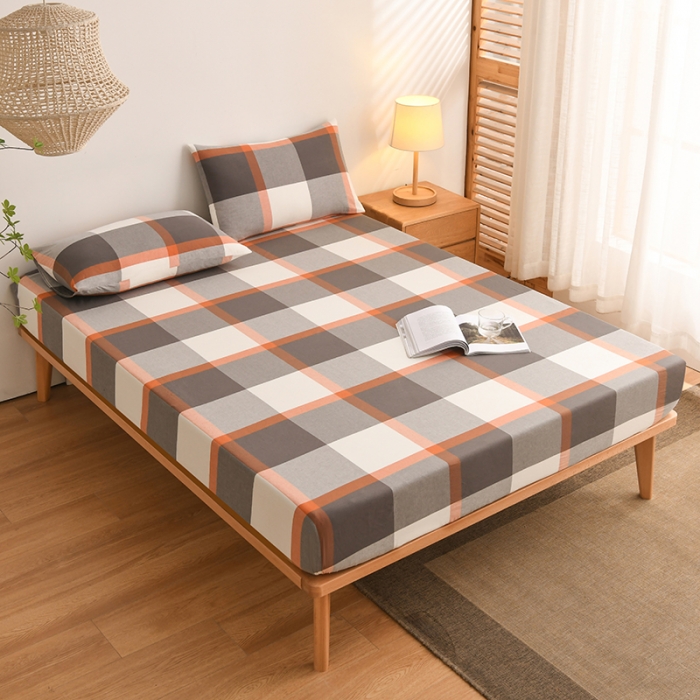 91家纺网 家纺一手货源 找家纺 雪云美 2024新款A类色织纯棉水洗棉100%新疆棉全棉床笠 柏林灰