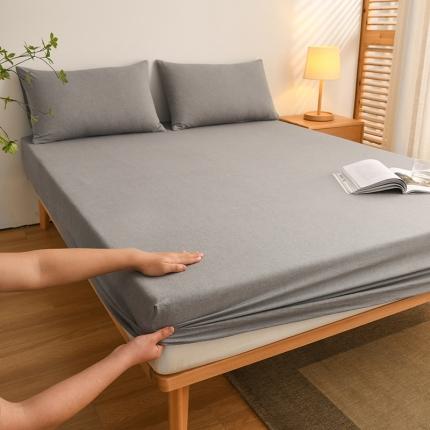 雪云美 2024新款A类色织纯棉水洗棉100%新疆棉全棉床笠 冰山灰