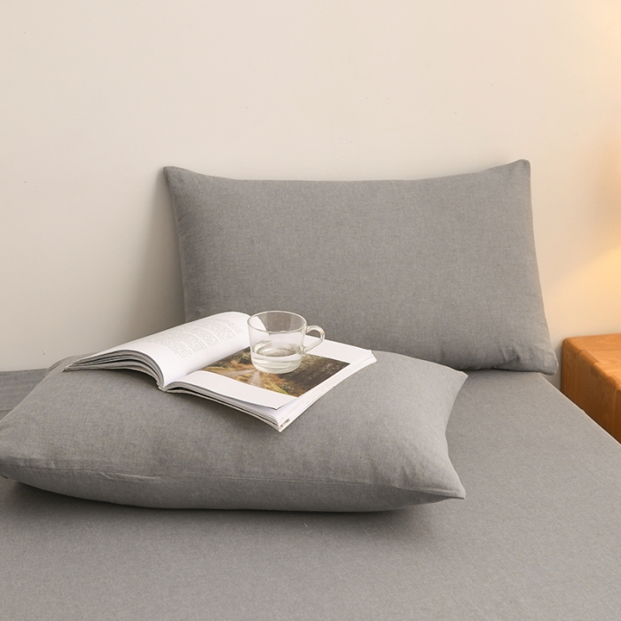 91家纺网 家纺一手货源 找家纺 雪云美 2024新款A类色织纯棉水洗棉100%新疆棉全棉床笠 冰山灰