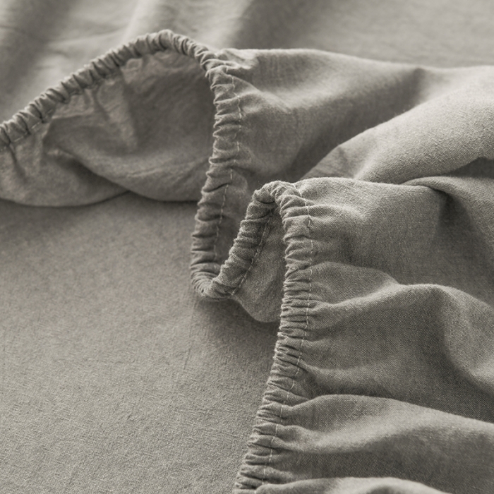 91家纺网 家纺一手货源 找家纺 雪云美 2024新款A类色织纯棉水洗棉100%新疆棉全棉床笠 冰山灰