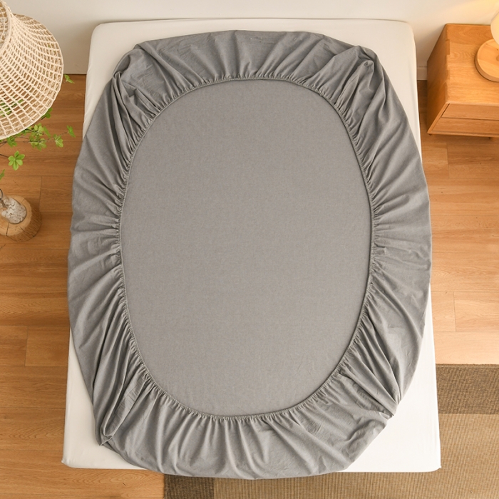 91家纺网 家纺一手货源 找家纺 雪云美 2024新款A类色织纯棉水洗棉100%新疆棉全棉床笠 冰山灰