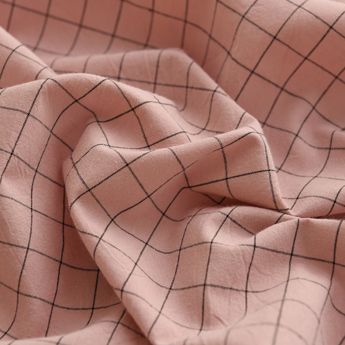 91家纺网 家纺一手货源 找家纺 雪云美 2024新款A类色织纯棉水洗棉100%新疆棉全棉床笠 粉小方格