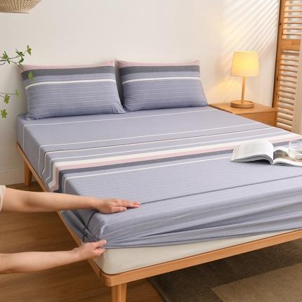 雪云美 2024新款A类色织纯棉水洗棉100%新疆棉全棉床笠 格林兰