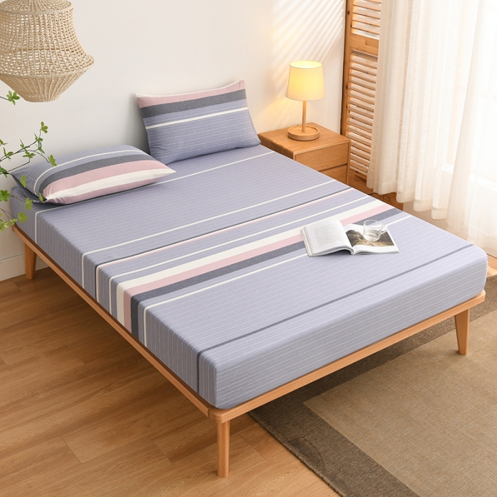 91家纺网 家纺一手货源 找家纺 雪云美 2024新款A类色织纯棉水洗棉100%新疆棉全棉床笠 格林兰