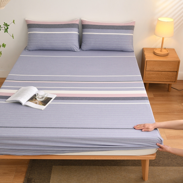 91家纺网 家纺一手货源 找家纺 雪云美 2024新款A类色织纯棉水洗棉100%新疆棉全棉床笠 格林兰