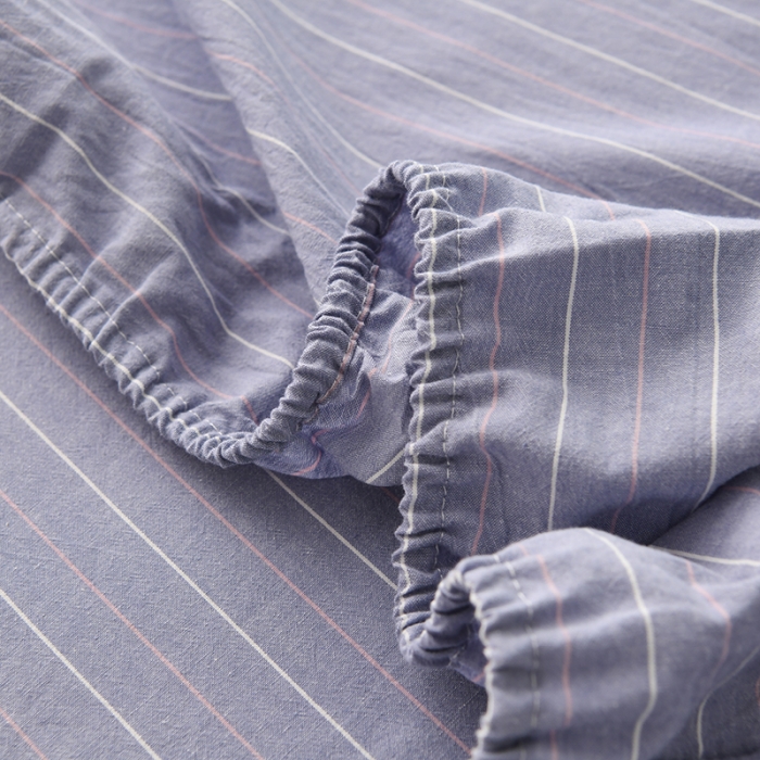 91家纺网 家纺一手货源 找家纺 雪云美 2024新款A类色织纯棉水洗棉100%新疆棉全棉床笠 格林兰