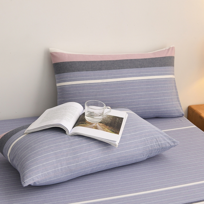 91家纺网 家纺一手货源 找家纺 雪云美 2024新款A类色织纯棉水洗棉100%新疆棉全棉床笠 格林兰