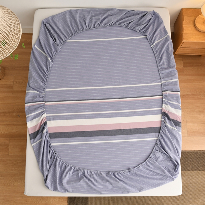 91家纺网 家纺一手货源 找家纺 雪云美 2024新款A类色织纯棉水洗棉100%新疆棉全棉床笠 格林兰